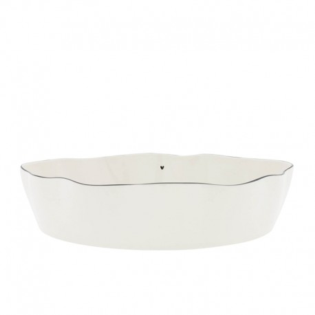 Porcelán ovális tál white with black heart