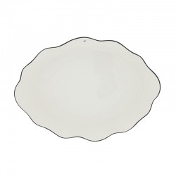 Porcelán ovális tál white with black heart
