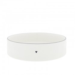 Porcelán salátás tál white with black heart