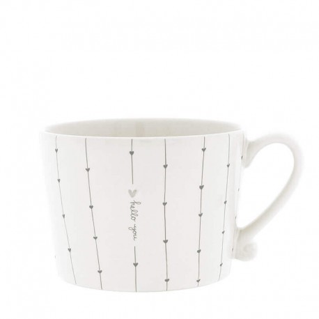 Porcelán bögre Hello you grey