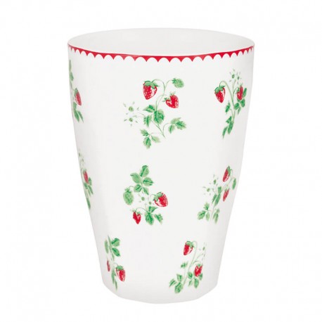 Porcelán francia latte bögre Berry white
