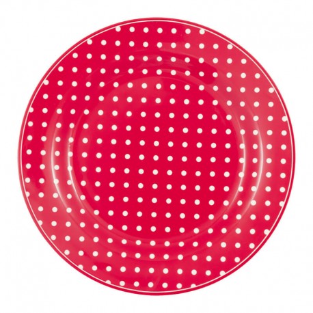 Porcelán tányér Dotty red