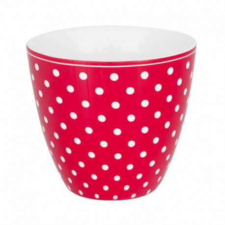 Porcelán latte bögre Dotty red
