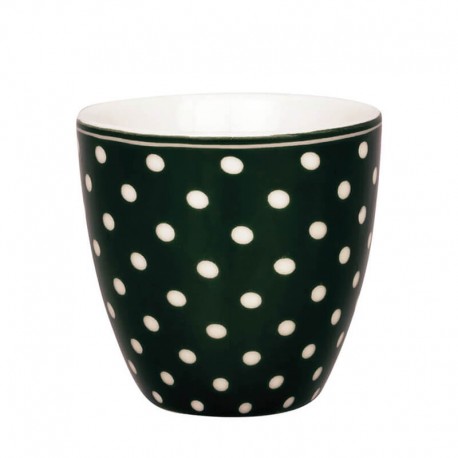 Porcelán mini latte bögre Dotty dark green