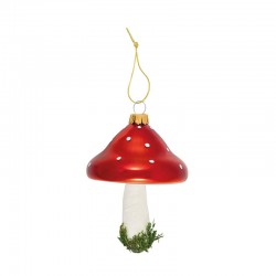 Karácsonyfadísz Mushroom glass Spot red