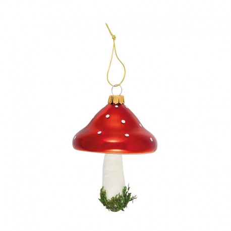 Karácsonyfadísz Mushroom glass Spot red